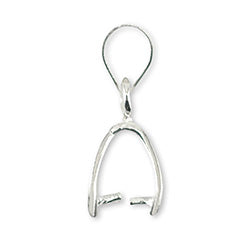 Pinch Bail Pendant, 14 mm (.0.55 in), Silver Plated, 4 pc
